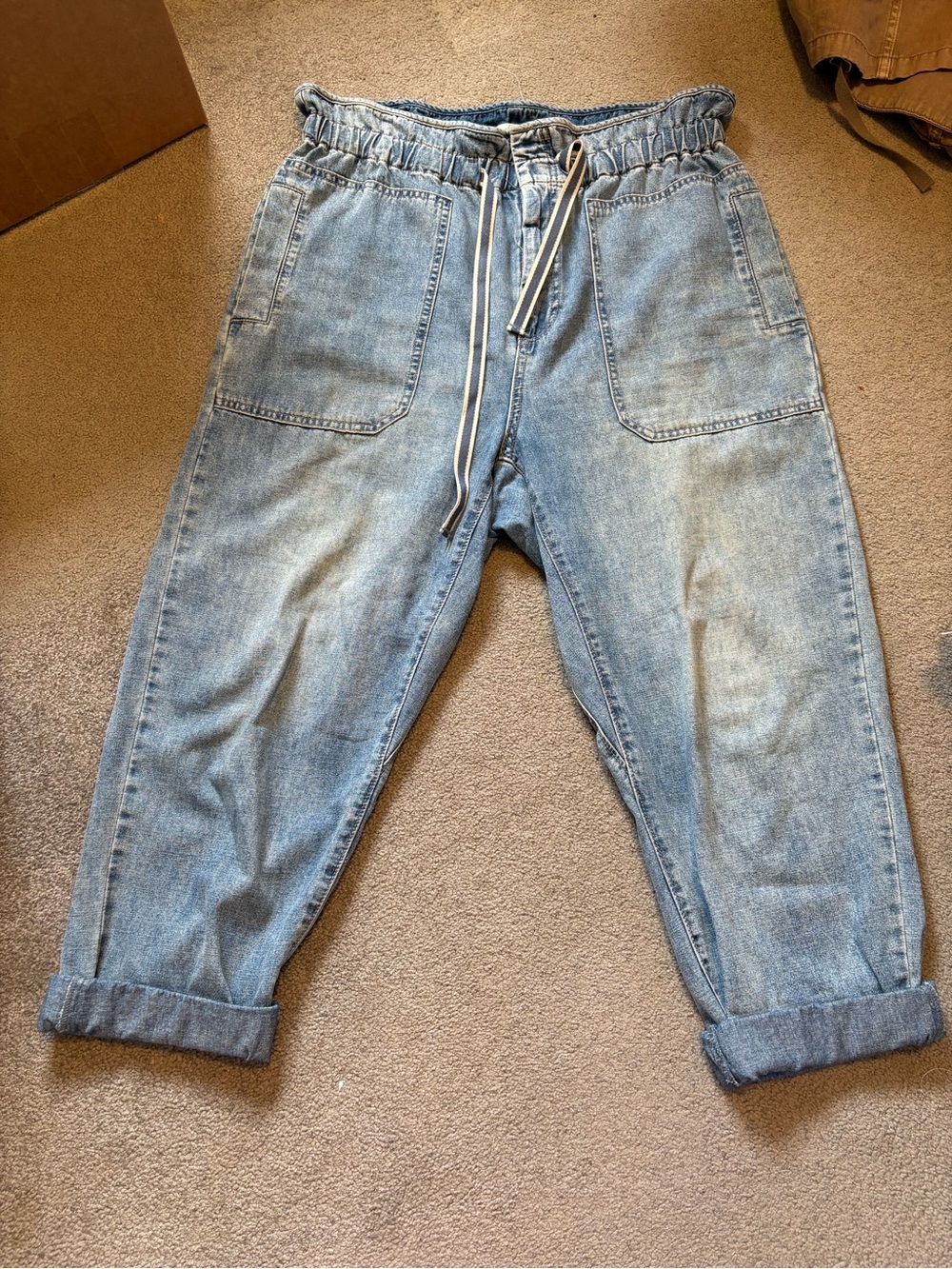 Free People We The Free Drawstring Denim Boyfriend Jeans 💙💙💙💙💙